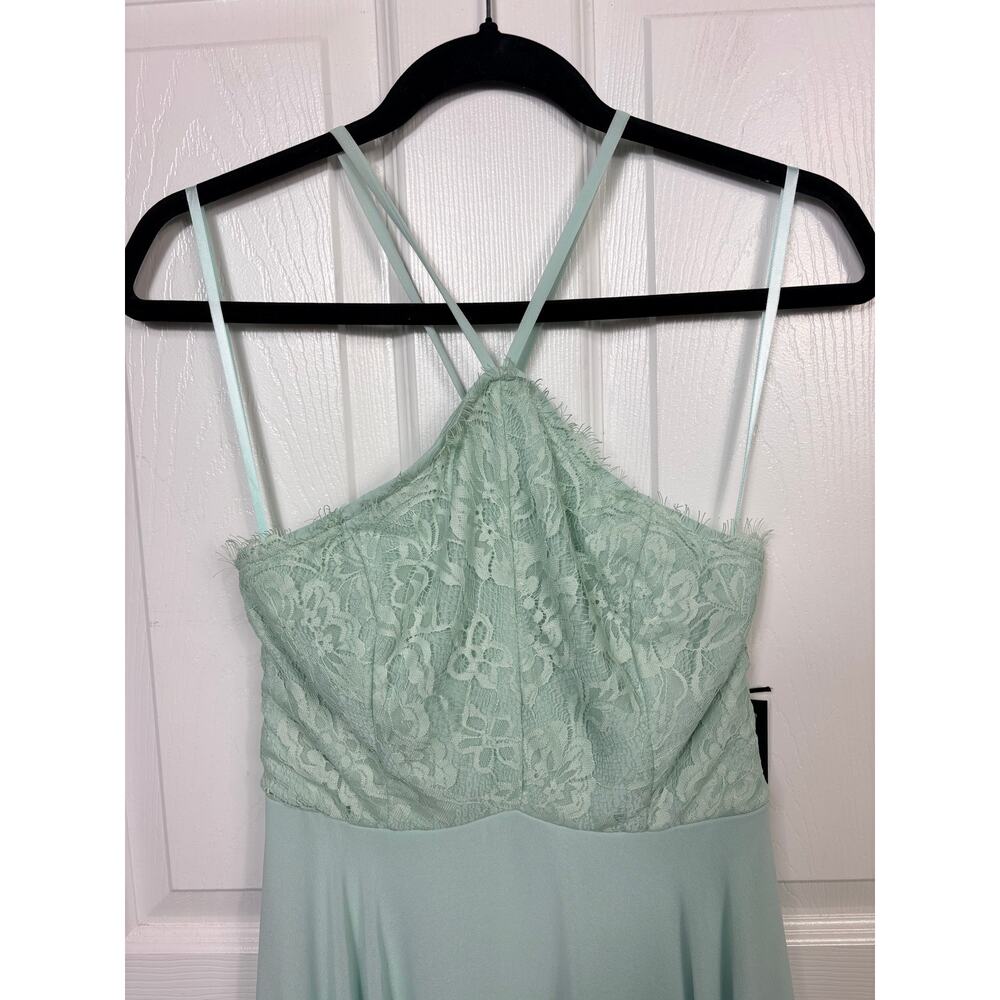 Lulus Sage Green Halter Neck Lace Maxi Dress Size S NWT - Picture 3 of 8